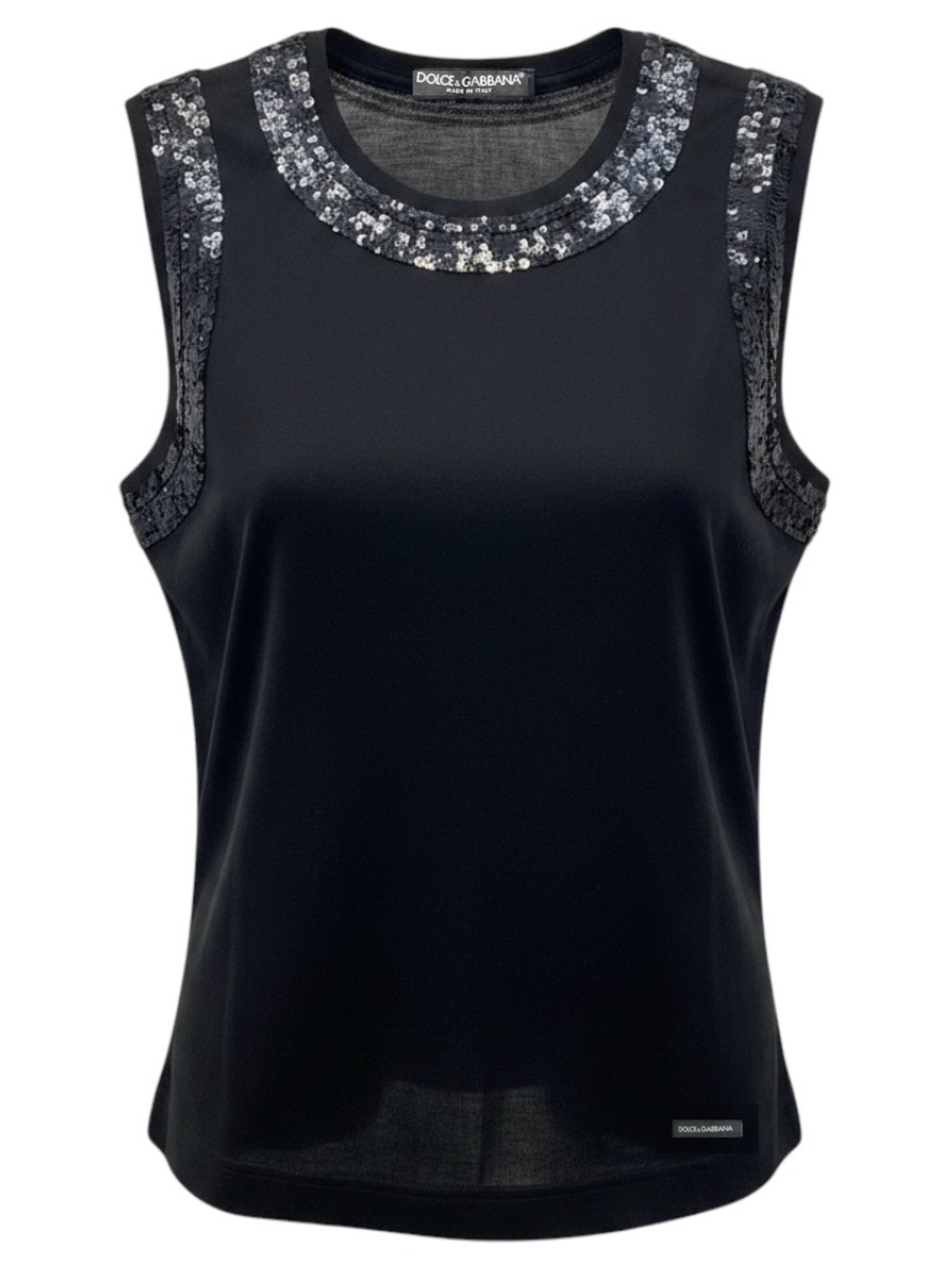 DOLCE & GABBANA BLACK SEQUINED TANK TOP